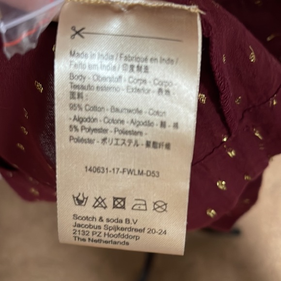 Scotch & soda top, NEW with tag, maroon& gold - Picture 5 of 5